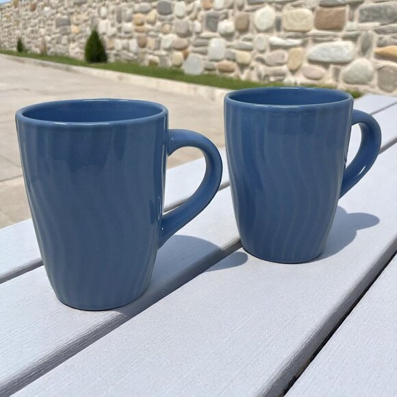 Royal Norfolk Blue Ceramic Coffee Mugs Set Of 2 Microwave & Dishwasher Safe - Picture 1 of 16